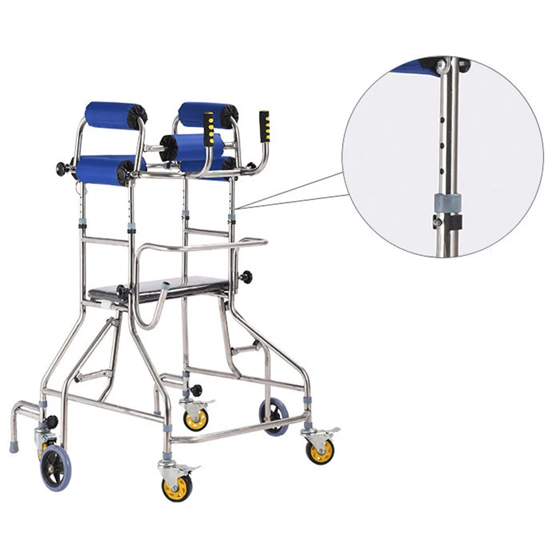 EasyVibe Foldable Walkers For Seniors - Aluminum Stepped Handrail Walker, Height Adjustable Walkers For Seniors, Lightweight Folding Walkers, 2 Wheels