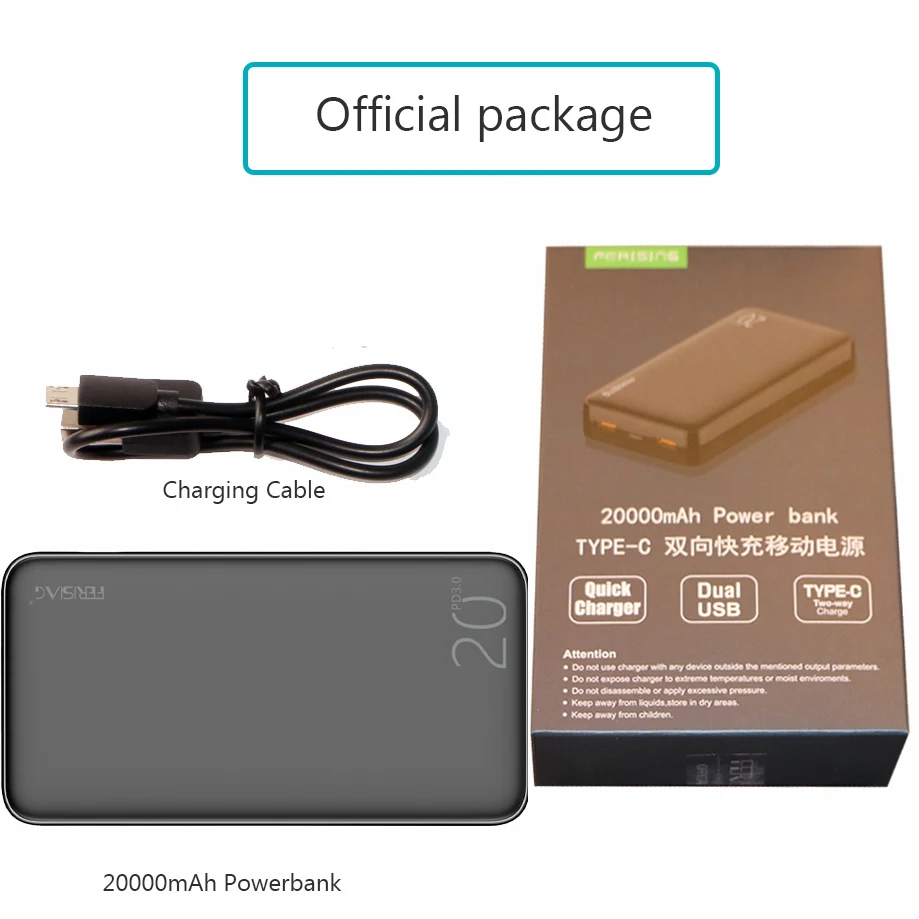 FERISING – batterie externe Portable 20000 mAh, Powerbank PD, chargeur  rapide pour téléphone Portable, QC 4.0, QC3.0, 20000 mah, pour iPhone  XiaoMi - AliExpress