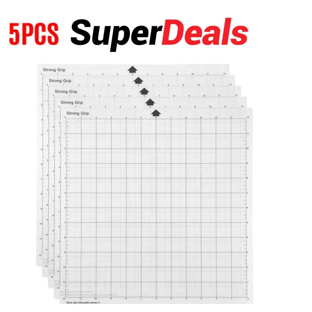 Cutting Mat Cutting Pad 5PCS Replacement Cutting Mat Transparent Adhesive Cricut Mat with Measuring Grid 12 by 12-Inch for Silhouette Cameo Cricut