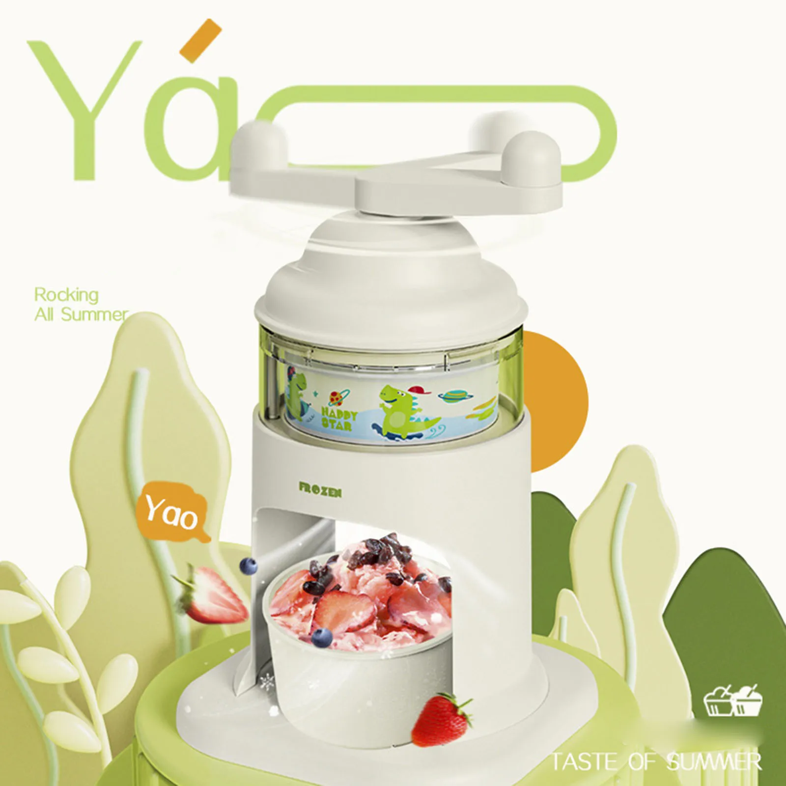 Mini Hand Crank Ice Crusher Snow Cone Machine Hand-Shaken Kettle Cartridge having Ice Machine for Party Indoor Kitchen Household