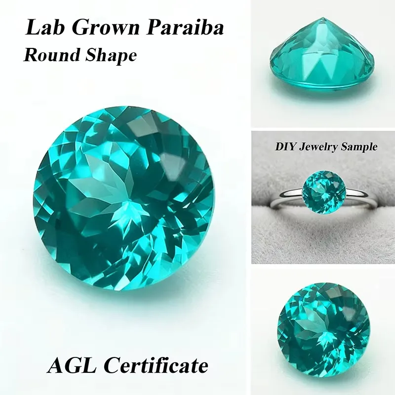 Par-Lab Grown Paraiba Herzschliff Neonblauer Edelstein für DIY-Schmuckherstellung, Ring- und Halsketten-Einlegearbeiten, wählbares Zertifikat