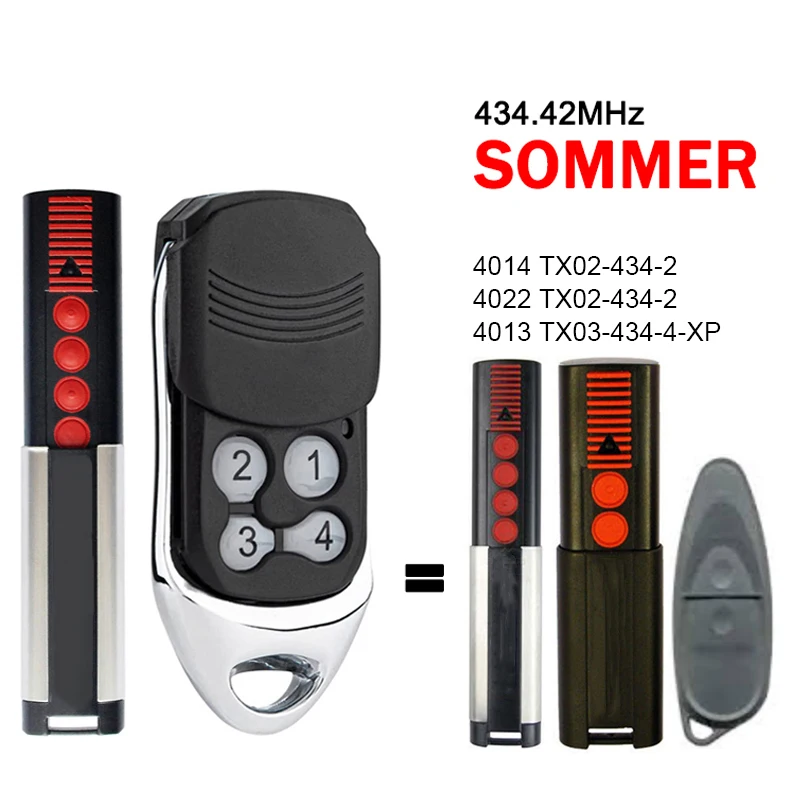 SOMMER 4013 TX03 434 4 XP Garage Remote Control Gate Opener 434MHz Rolling Code SOMMER 4014 4022 TX02-434-2 Hand Transmitter 2