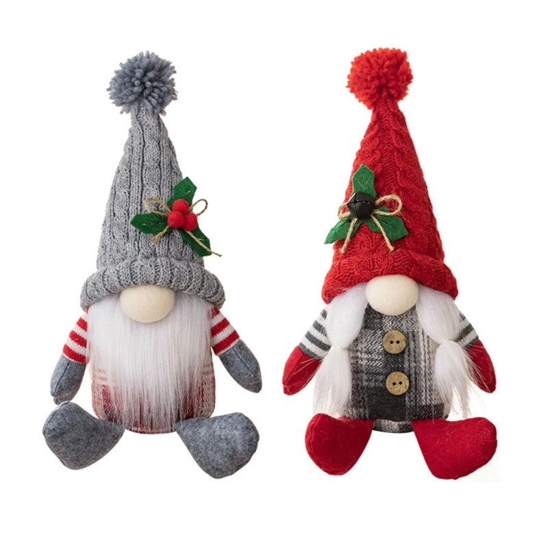 

Christmas Gnome Desktop Decor Mini Dwarf Decor Knitting Hat Santa Plush Toy
