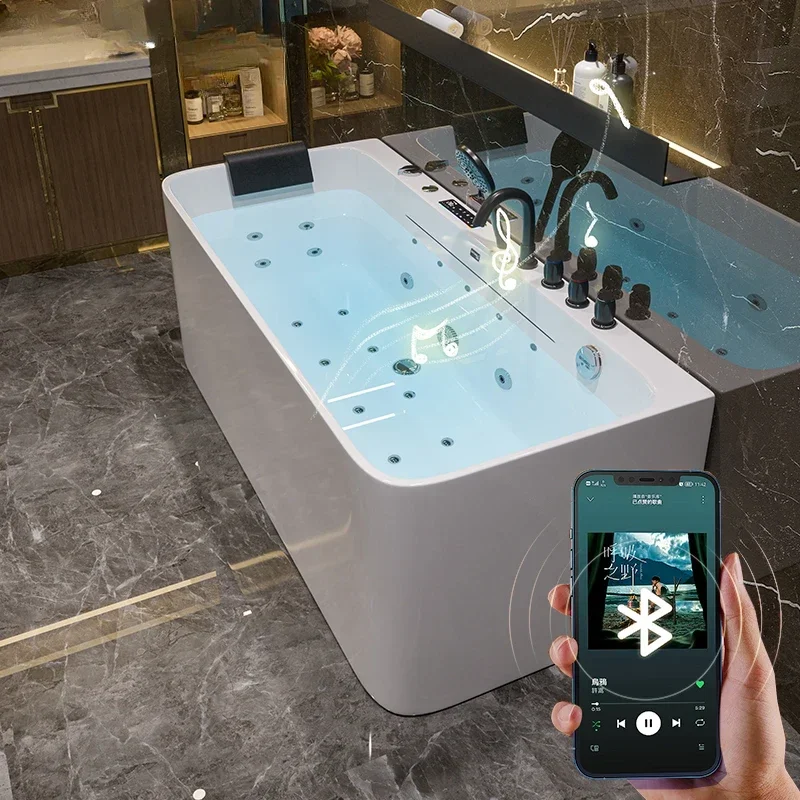 Acrylic smart surf massage constant temperature heating square household bathtub