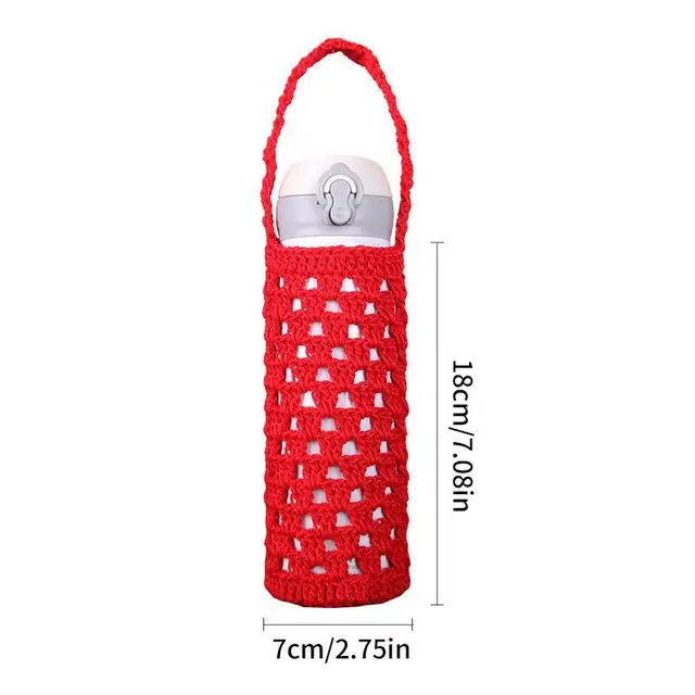 Portable Thermos Cup Sleeve with Handle 400-600ml Crochet Water Bottle Cover Case Knitting Water Bottles Holder Bag Cover Pouch 2