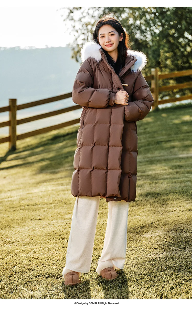 Down Jacket Women Long Length Three-Proof Windproof Loose Winter New Warm Fur Collar Hooded Coat Down Jacket