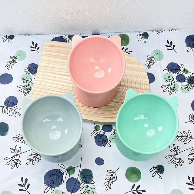 Pet feeding bowl Diagonal neck guard bowl Large caliber dog bowl Pet supplies diagonal to prevent upset 2