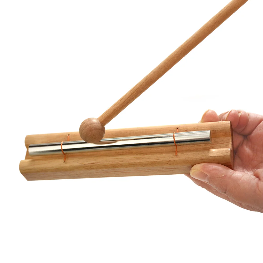 Percussion Instrument Bell Wooden With Mallet Knocking Prayer Yoga Meditation Chime Energies Healing Reminder Bell With Mallet