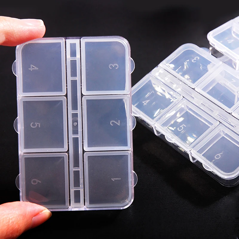 

6 Grids Plastic Storage Box Compartment Jewelry Necklace Transparent Organizer Case Holder Craft Organizer