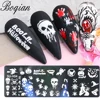 BQAN Halloween Christmas Nail Stamping Plates Pattern Nail Art Image Plates Stainless Steel Nail Art Plate Stencil 6PCS/Set 2
