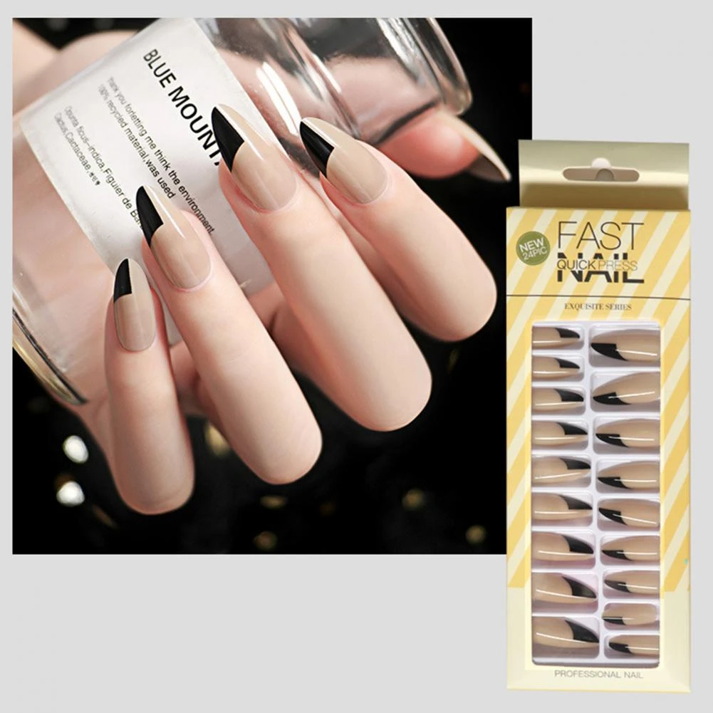 1 Box False Nails Shiny Finish Remove Easily Easy wearing Decorative Press  on Long Artificial Nails Fake Tips Nail Supplies| | - AliExpress