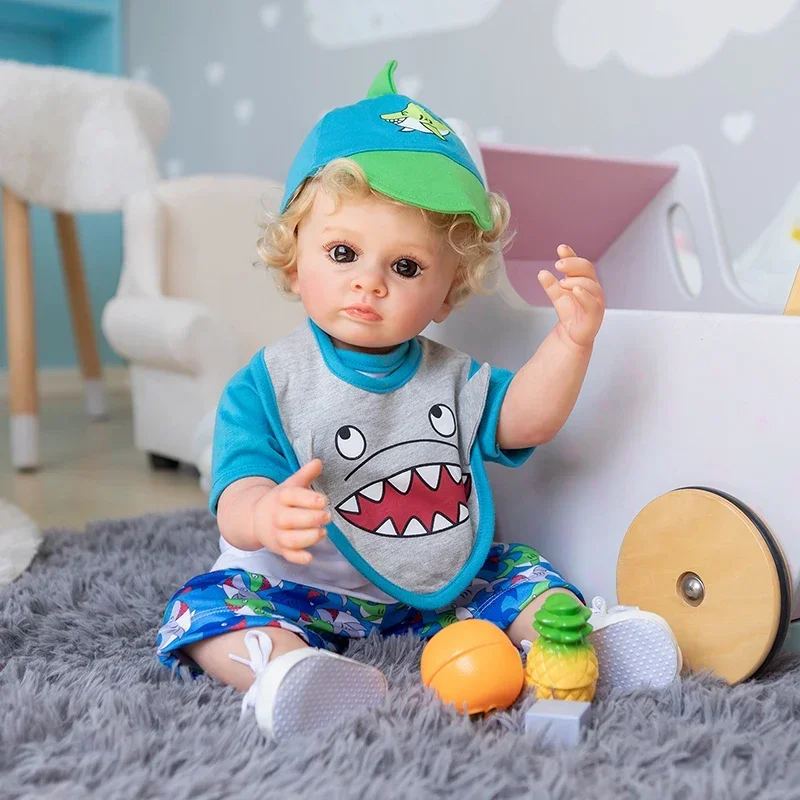 Npk 55Cm Full Body Soft Silicone Vinile Real Touch Reborn Baby Boy Tutti Life Painting Toddler Doll Regali Ideali Per I Bambini