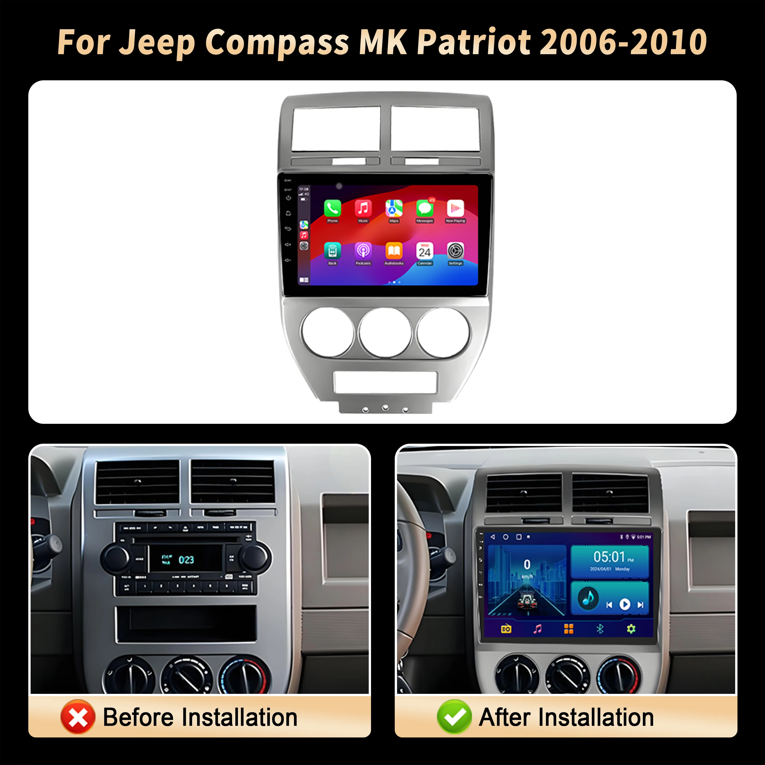 Para Jeep Compass MK Patriot 2006 2007 2008-2010 Android Auto Radio Multimedia GPS Estéreo DSP BT Carplay 7870 2K Pantalla QLED 2