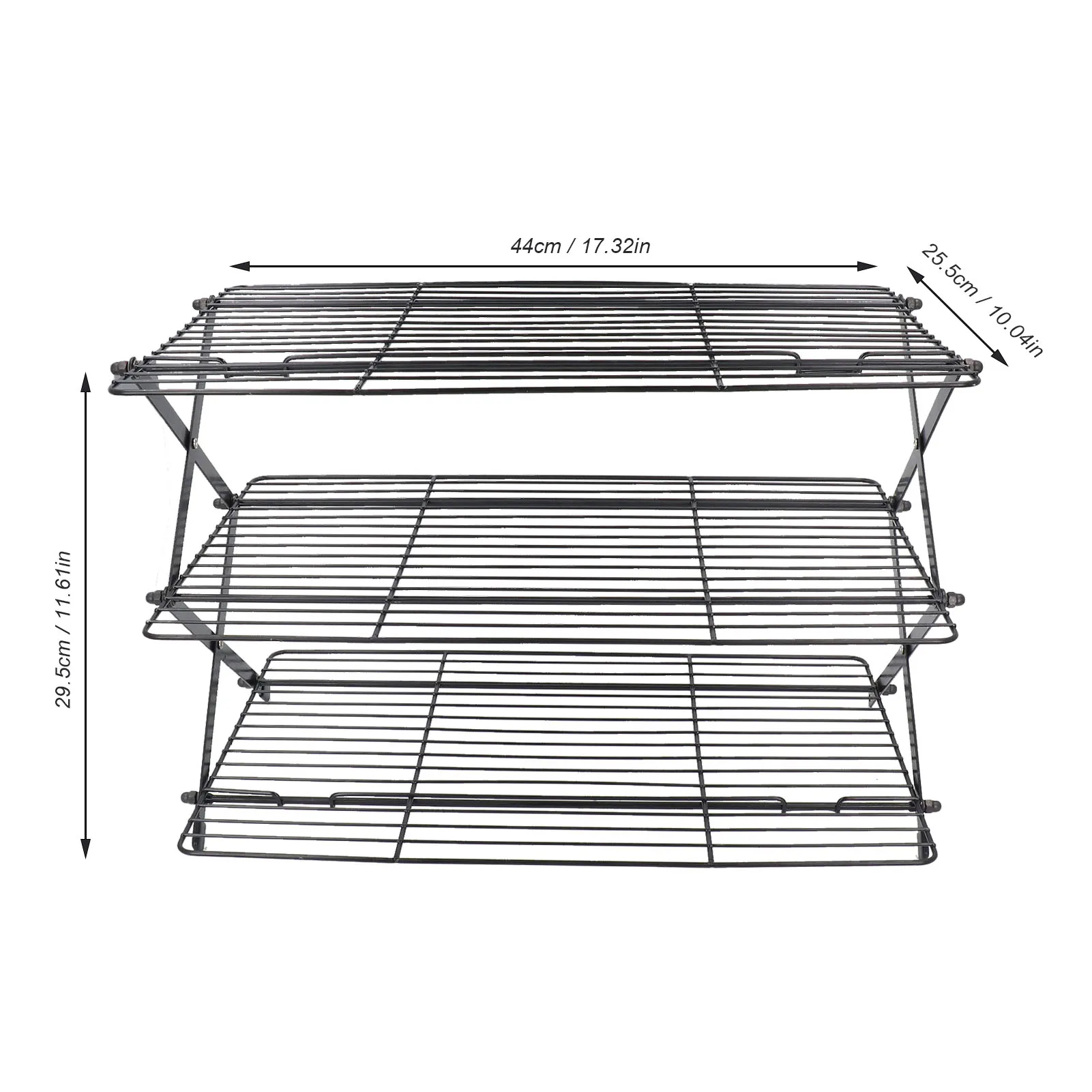 Rack de resfriamento dobrável para cozimento, 3 camadas, ferro retangular dobrável, rack de fio de resfriamento para bolos, biscoitos