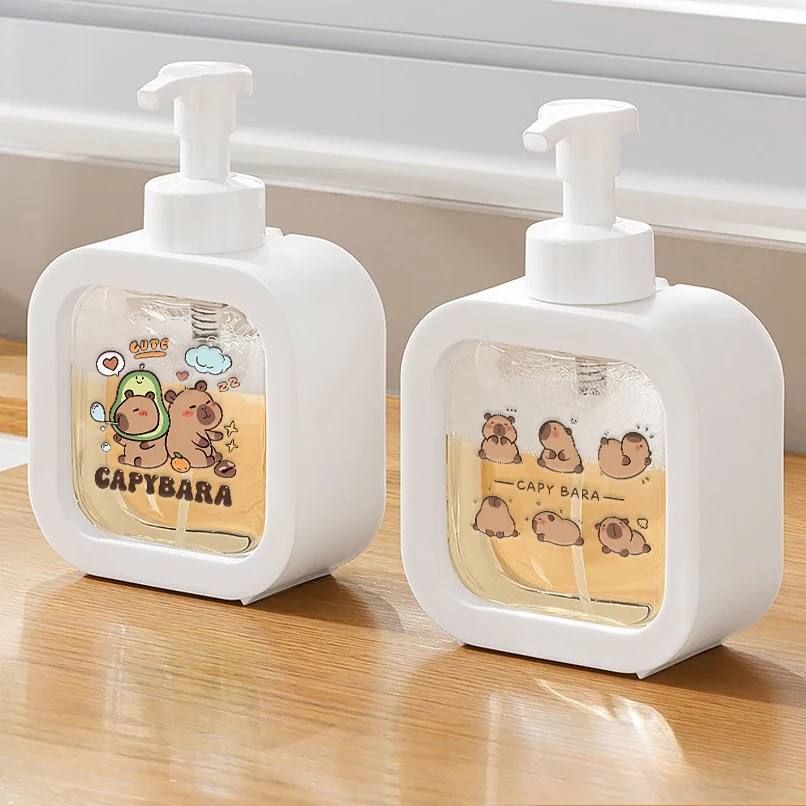 Creative Cartoon Capybara Transparent Soap Dispensers Refillable Portable Empty Bottle Shower Gel Detergent Dispensing Bottle