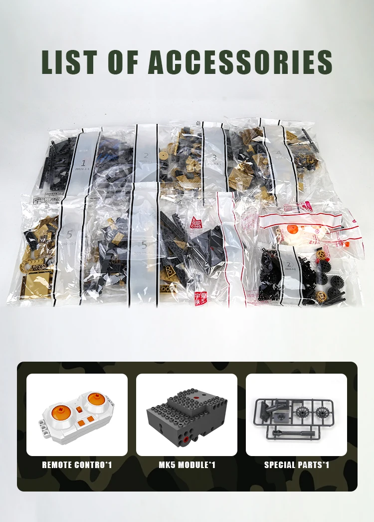 Mould King 20020 Ferngesteuerter Deutscher Leopard 2 Hauptkampfpanzer Technischer Auto-Bausatz Spielzeug für Kinder Weihnachtsgeschenk – Detail 3