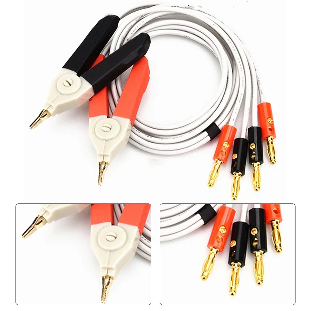 High Performance LCR Meter Test Cable Terminal Kelvin Clip Wires Gold Plated Clamp Safe Material 33 5inch/850mm Length