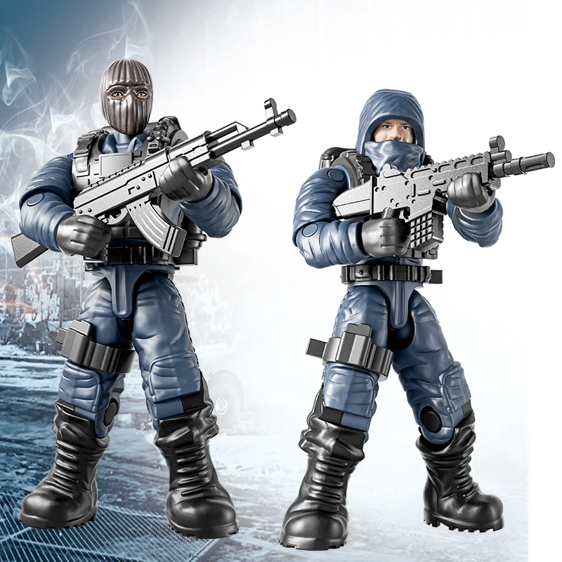 

Экшн-фигурки SWAT в масштабе 1:36, мини-фигурки с оборудованием для оружия, солдаты спецназа, сборные игрушки, оружие, Строительные кирпичи, игрушки