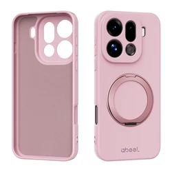 Sleek Liquid Silicone Magnetic Phone Case with Bracket and Protective Bumper - OPPO Find X9 (Pink)