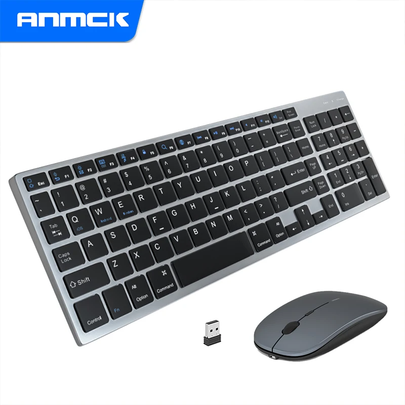 

Anmck 2.4 G Wireless Keyboard Mouse Combo For Home Office USB Rechargeable Keyboards Standard Version For Laptop Mac Desktop PC