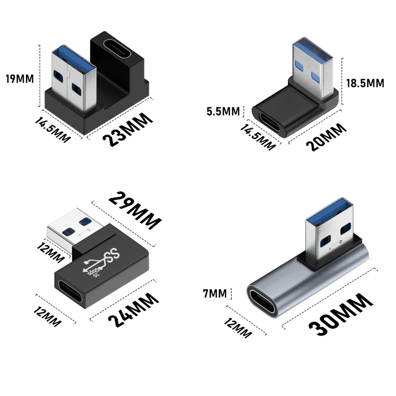 รูปสินค้า อะแดปเตอร์ USB-A ถึง Type-C 90 องศา 10Gbps