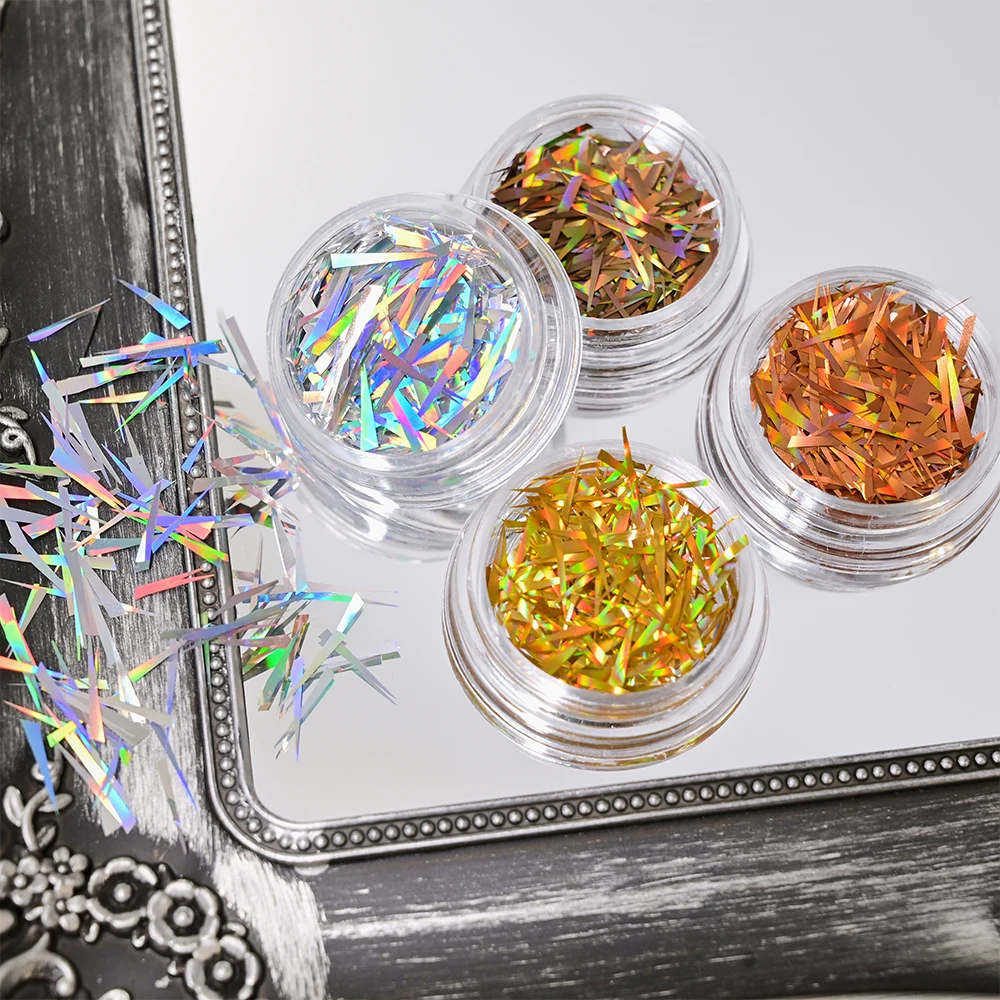 Irregular Holographic Broken Glass Paper Aurora Nail Foil Decal Gradient Laser Flakes Sticker DIY Nail Decoration