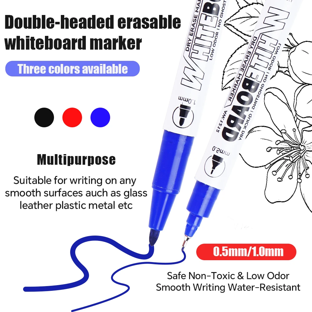 Premium Dual-Tip Erasable Marker Set - Quick-Drying, Low Odor, and Smooth Writing for Offices and Classrooms
