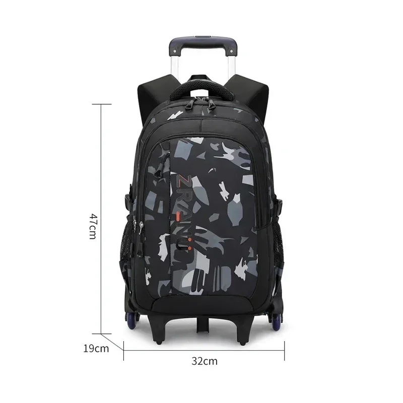 School Rolling backpack bag School Bags with wheels Student wheeled Backpacks for boys Children School Trolley Bag Waterproof 6