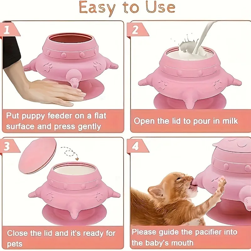 Silicone Pet Bottle with 4 Nipples for Newborn Puppies and Kittens