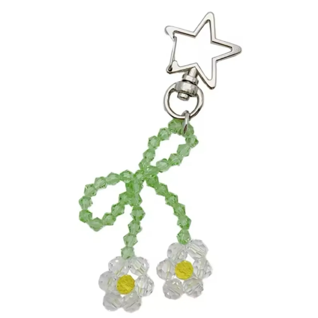 Flower Keychain Elegant Beads Holder Portable Keyrings For Car iPhone Accessories Trendy Women Handbag Bag Pendant Key Chains