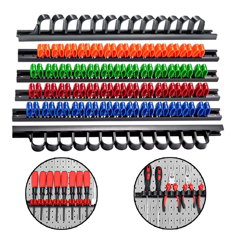 Tool organizer wrench organizer screwdriver organizer 6/10Pcs Wrench Screwdriver Organizer Set Plastic Rail Rack Storage Holder ABS Wall Mount Garage Workshops Plier Display Hanger