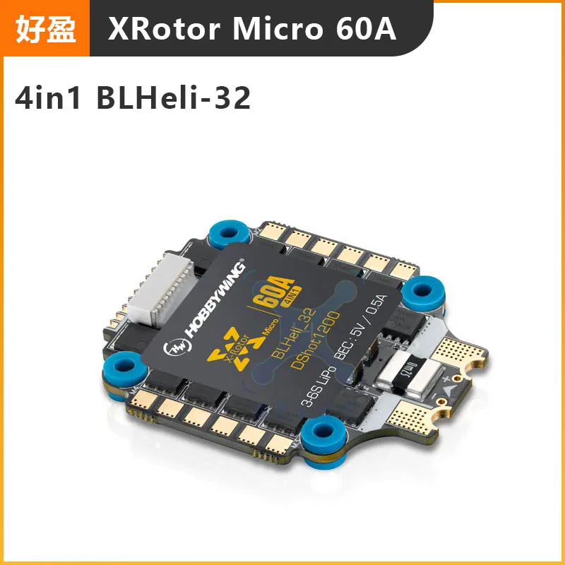 

Hobbywing XRotor Micro 60A 4in1 BLHeli-32 DShot1200 3-6S ESC for FPV Racing drone Quadcopter