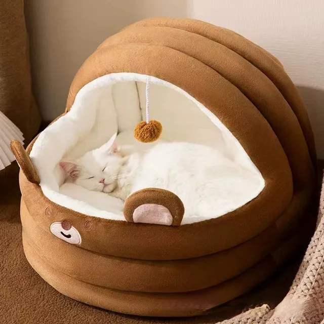 Cute cartoon pet mat dog mat four seasons mat semienclosed cat nest bed pet supplies bear mat 5
