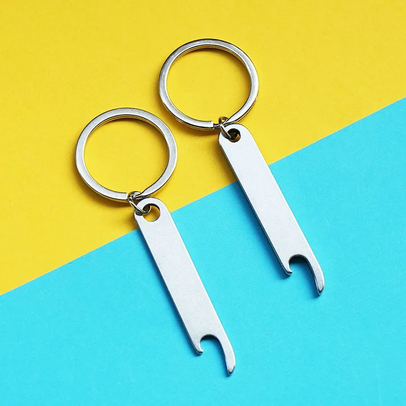 

200Pcs/Lot Portable Stainless Steel Key Ring Beer Bottle Opener Keychain Mini Metal Edc Gadget Keyring Men Gift