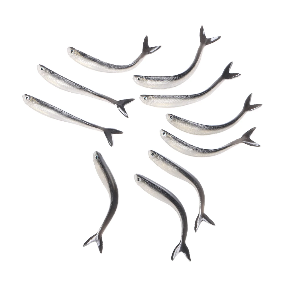 Description Picture 5 of item10 PCS/Bag 8cm/2g Soft Shrimp Worms Fish Lure Silver Silicone Wobblers Fishing Tackle Jigging Maggot Fishing Bait Jig Head Bait