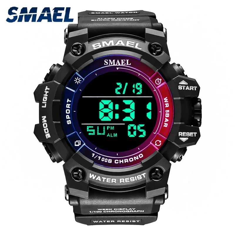 

Digital Watches Sport 50M Waterproof Watch SMAEL Military Clock Alarm Luminous Led Big Dial Male Clocks 8046 Men Wrist Watch