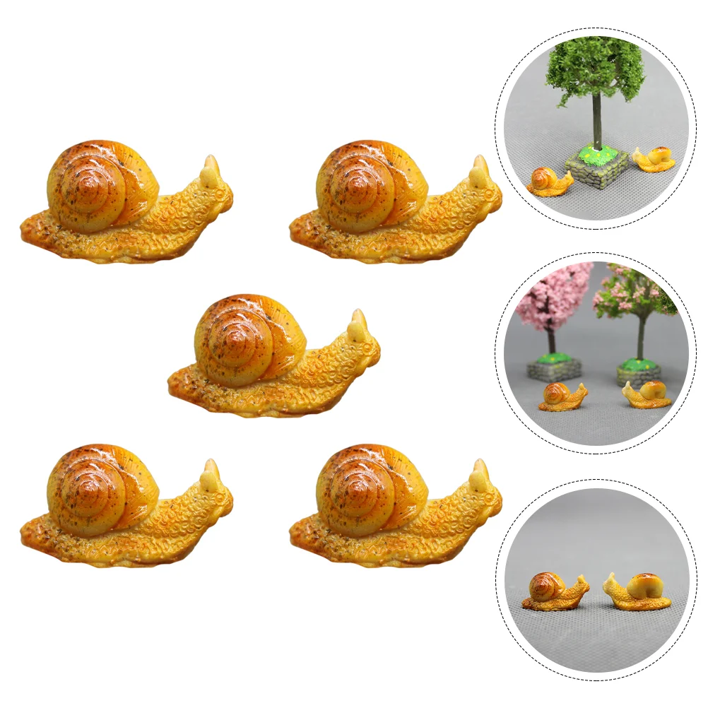 

5 Pcs Simulation Little Snail Office Ornament Snails Tiny Container Yard Decor Garden Statues Resin Miniature Toys
