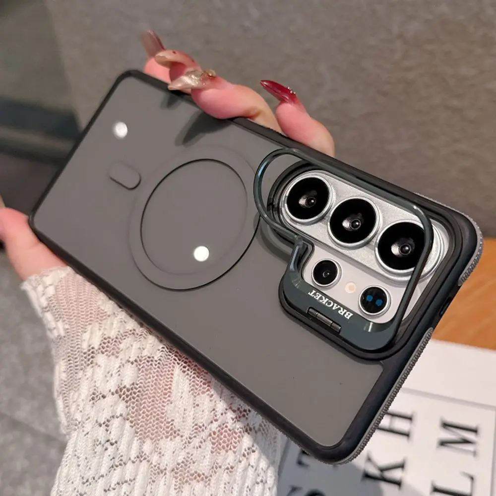 Enhanced Magnetic Protective Metal Lens Stand Case with Acrylic Bumper Cover
