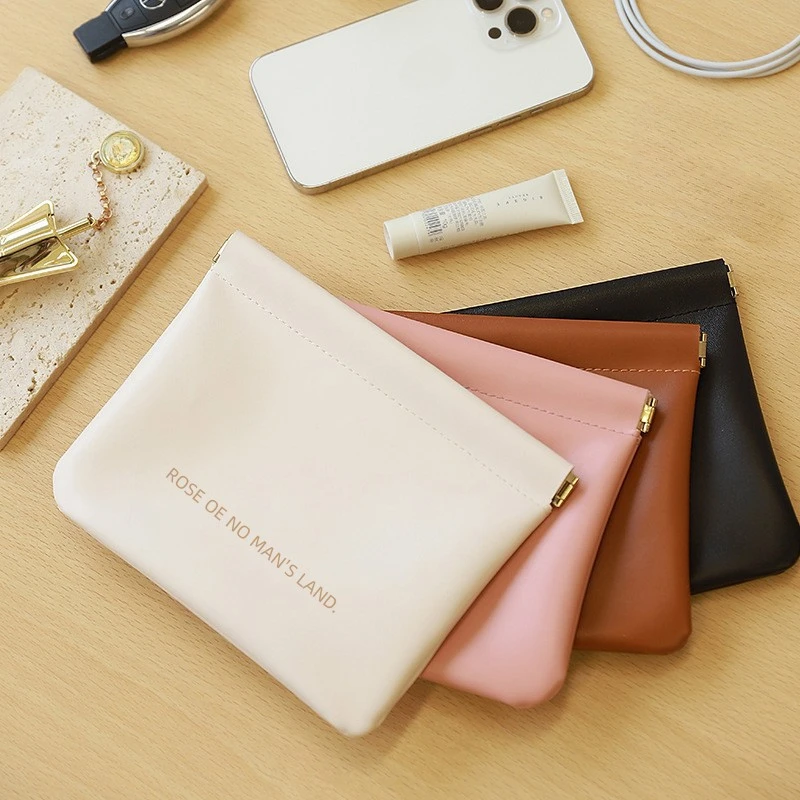 

Mini Cosmetic Bag Pu Leather Sanitary Pad Pouch Ladies Sundries Lipstick Coin Purse Girls Lipstick Storage Bag