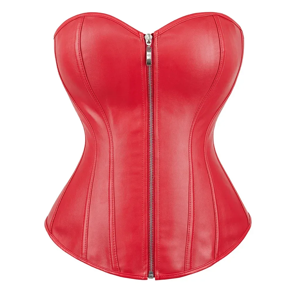 

Leather Corset up Zipper Shiny Corsets Bustier Overbust Burlesque Costumes Body Shaper Sexy Women Plus Size