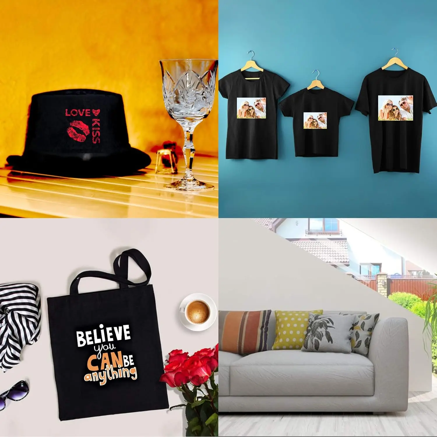 다크 패브릭용 열전사 용지, A4 사이즈 (8.3x11.7 인치), 5매/팩, ESHANG의 잉크젯 프린터 호환 가능