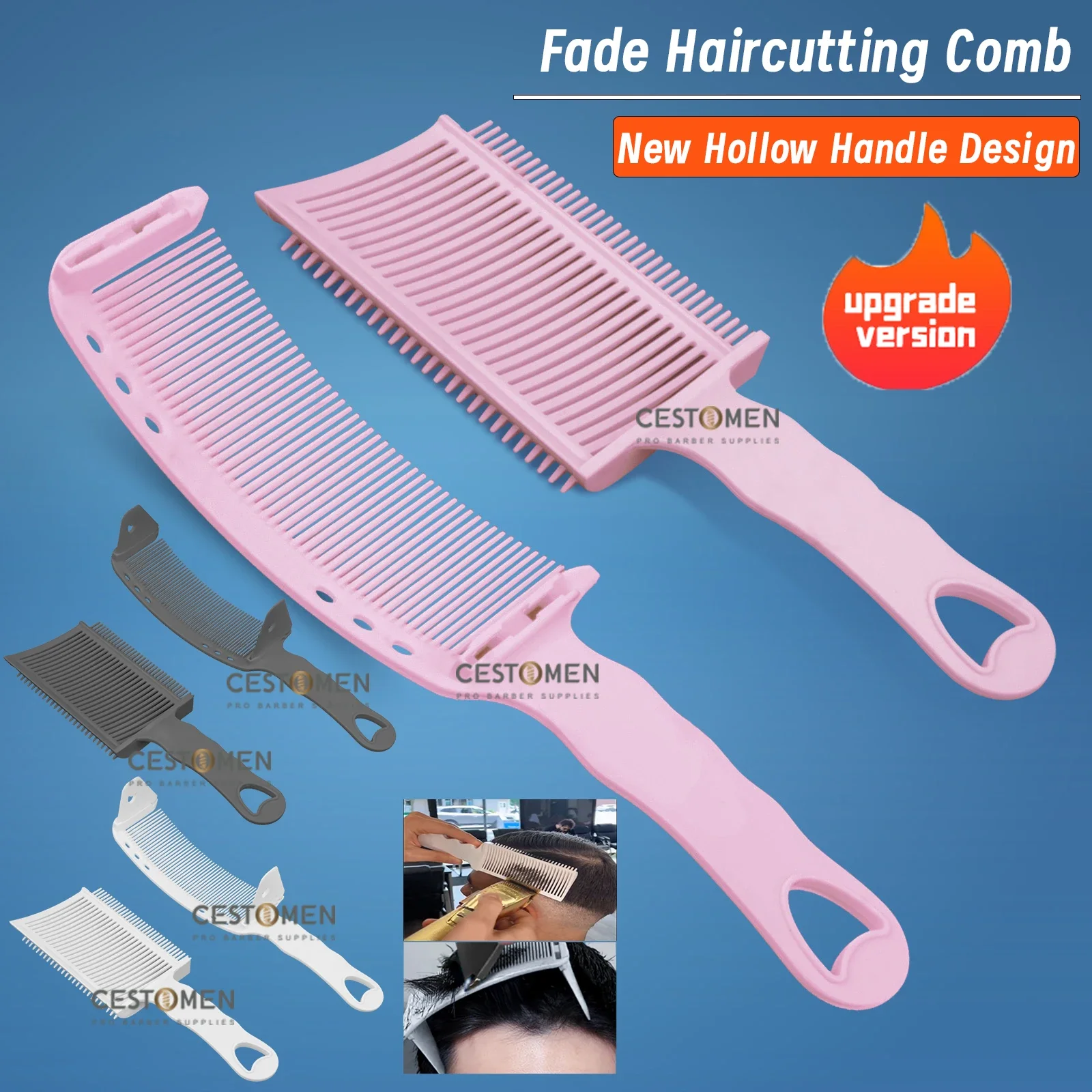 New Style Fading Comb Professional Barber Clipper Blending Flat Top Hair Cutting Comb For Men Heat Resistant Salon Styling Tools