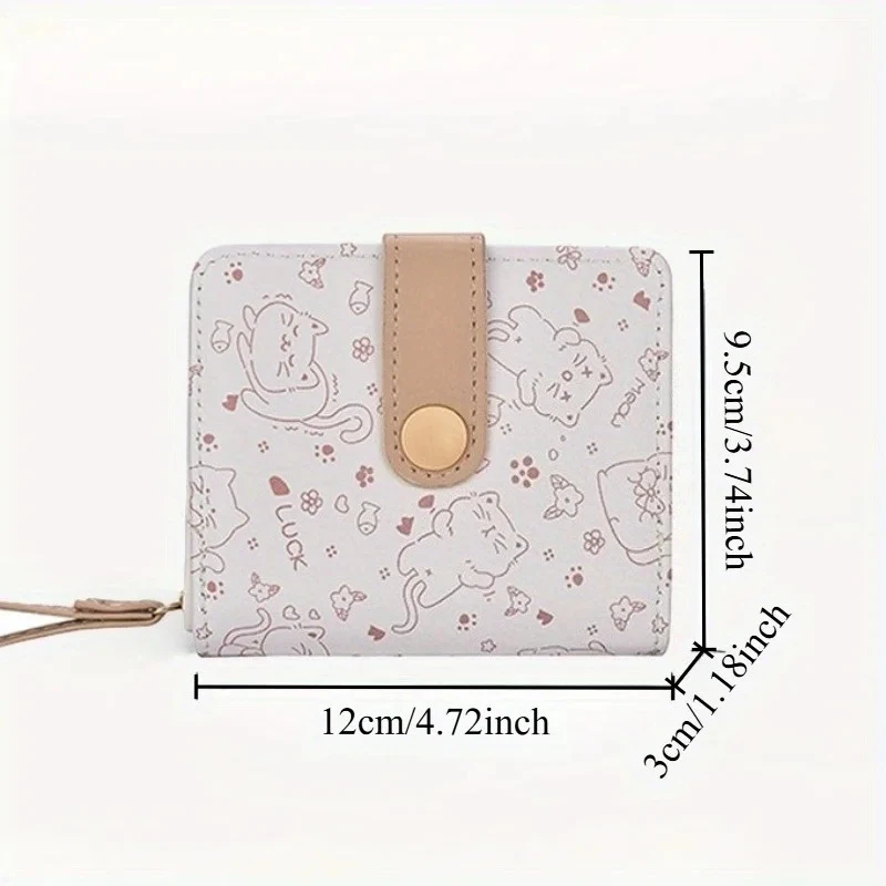 1pc Cute Cat Girls Wallet Short Student ID Bank Card Holder Money Bag Zipper Wallets for Women Key Storage Purse Coin Purse 2