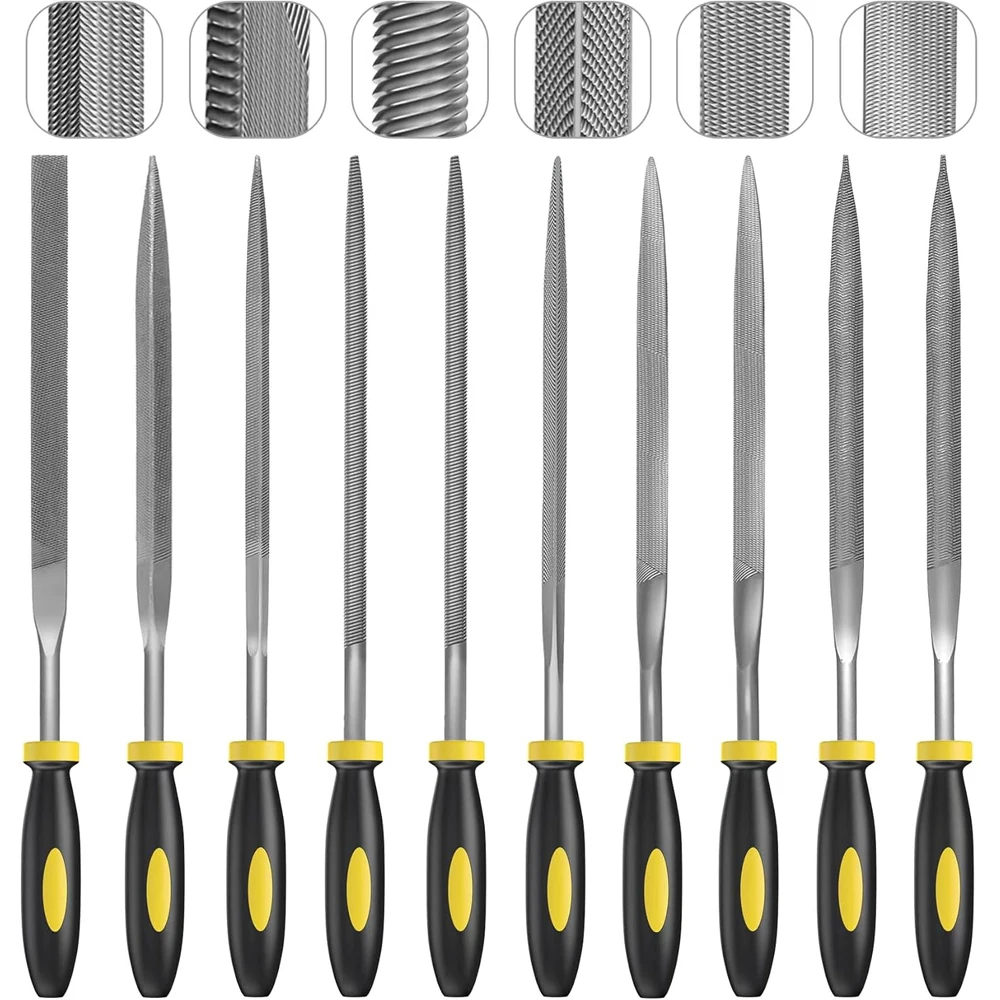 5/10PCS Needle File Set High Carbon Steel File Set Non-Slip Handle for Wood Plastic Model Jewelry DIY