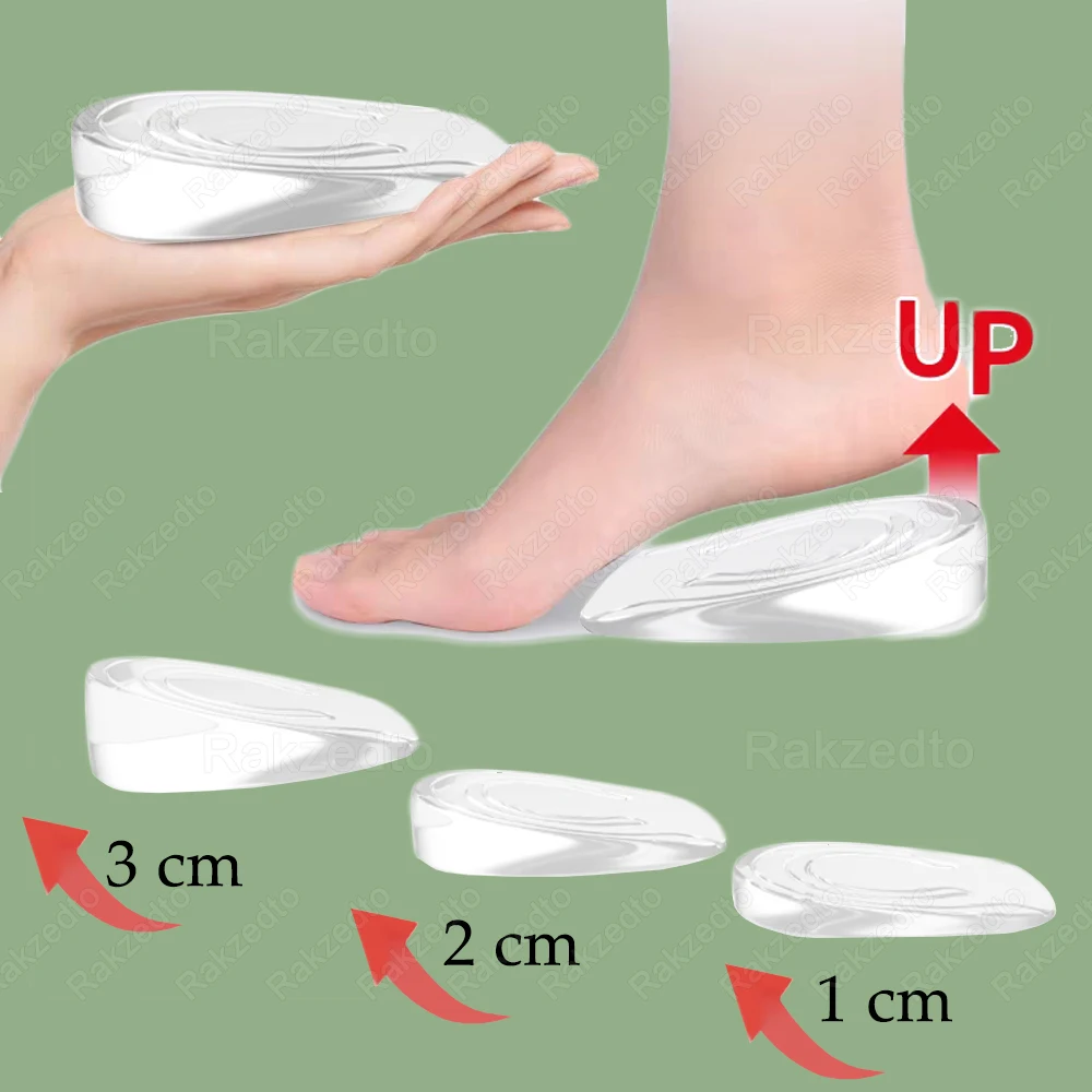 남녀 신발용 실리콘 키높이 깔창, 보이지 않는 굽 높이 인서트, 키 커지는 신발..