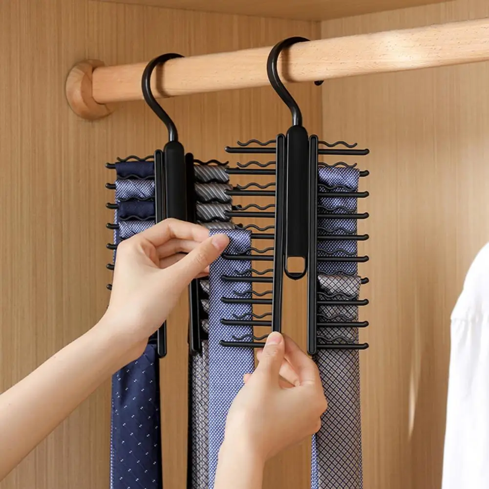 

20 Row Tie Rack 360 Degree Rotating Adjustable Tie Belt Storage Hanger Holder Scarf Belt Rack Closet Wardrobe Organizer