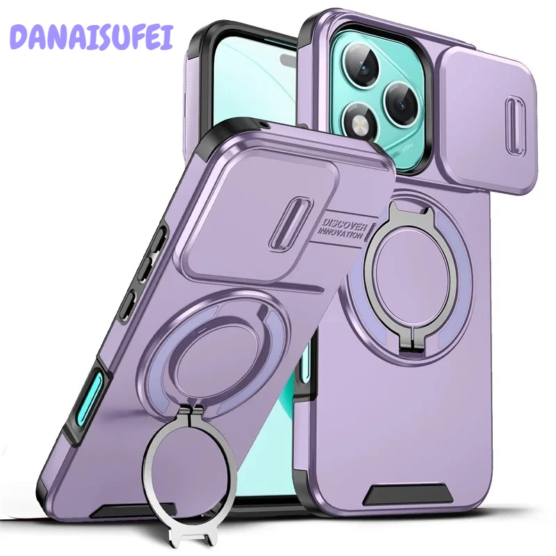Armor Case with Ring Holder and Sliding Lens Protector Cover