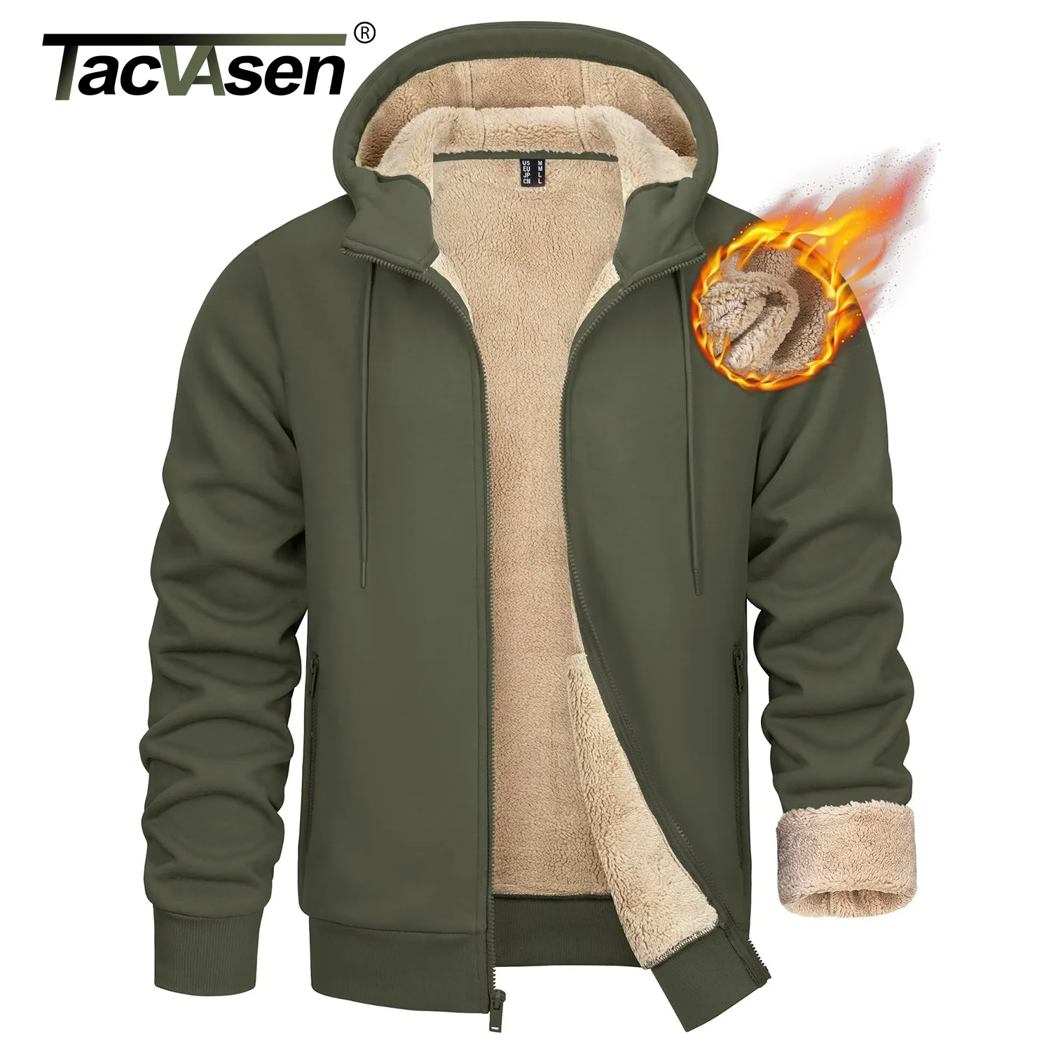Sweat à Capuche Homme Doublé Polaire - Zippé Épais Et Chaud - Pour L'Hiver - Tissu Anti-Bouloche Et Coupe-Vent