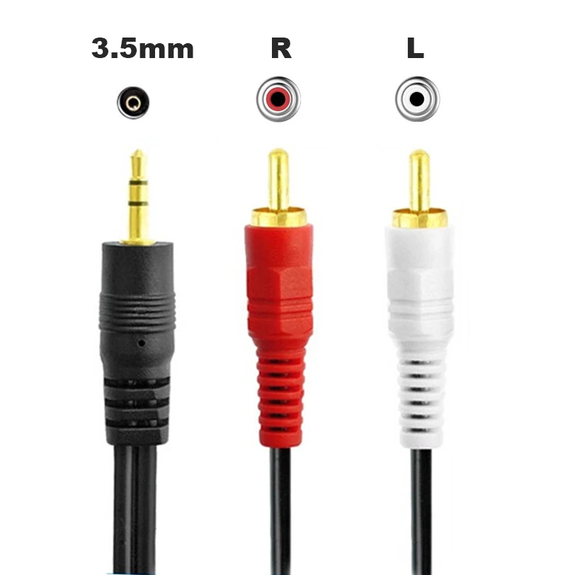 Conector Jack de 1,5 M, 3M, 5M, 10M, 3,5mm a 2 RCA macho, Cable adaptador  de música estéreo, línea auxiliar de Audio para teléfonos, altavoces de  sonido de TV - AliExpress