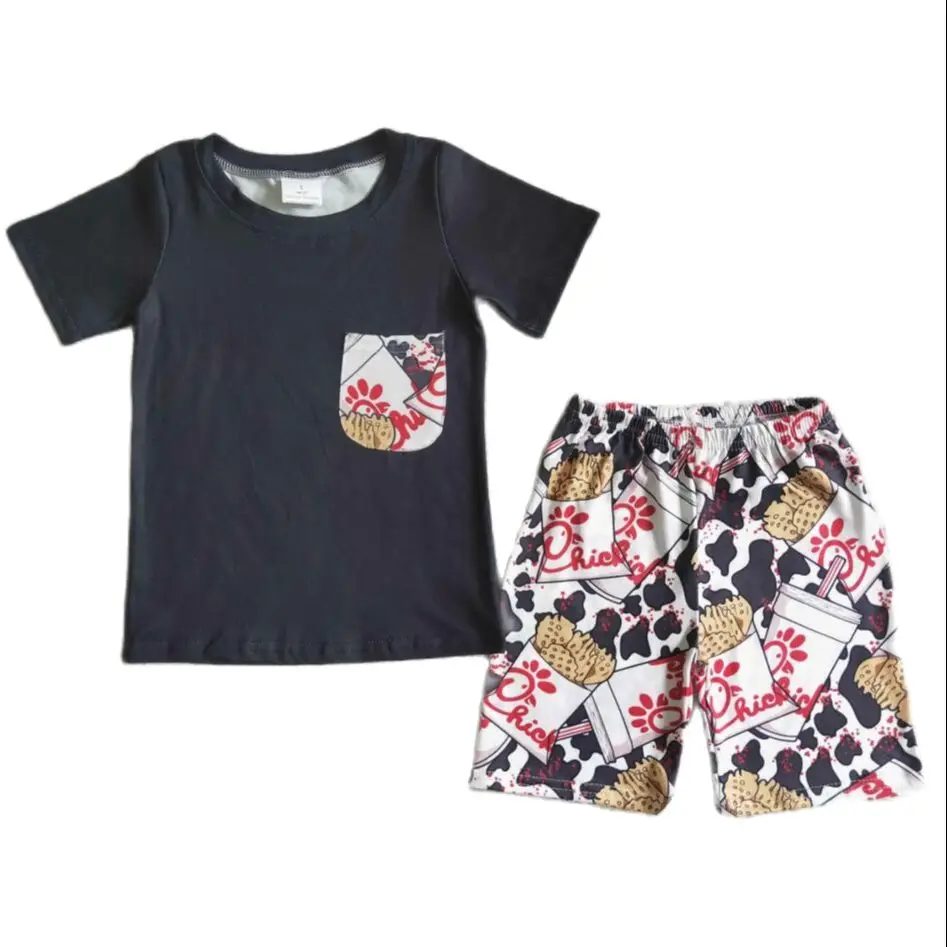 

wholesale kids clothes black chicken milk silk toddler baby boys summer clothing